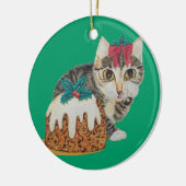kattenkeukentafeltje om te kotsen op kerst keramisch ornament (Links)