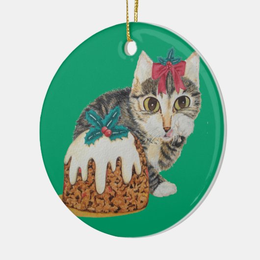 kattenkeukentafeltje om te kotsen op kerst keramisch ornament (Links)