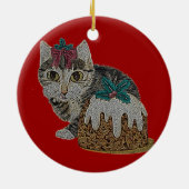 kattenkeukentafeltje om te kotsen op kerst keramisch ornament (Achterkant)