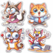 Kattenkinderen aan het werk sticker (Voorkant)