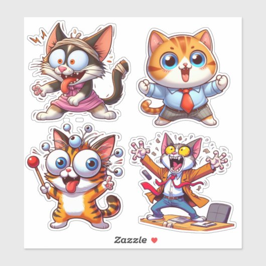 Kattenkinderen aan het werk sticker (Vel)