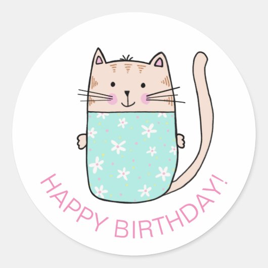 Kattenkitten Gefeliciteerd Ronde Sticker (Voorkant)