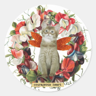 Kattenkitten  stijl bloemen sticker