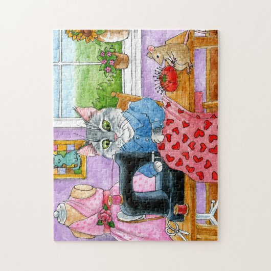 Kattenkleding ontwerper naaigarij puzzel puzzel legpuzzel (Verticaal)