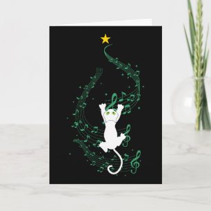 Kattenklimmende muzieknoot Kerstboom Cadeau  Kaart