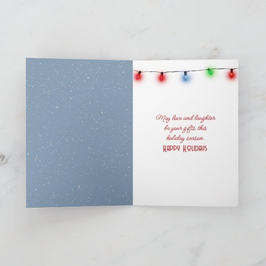 Kattenknuffel met een sneeuwkat feestdagen kaart (Binnen)