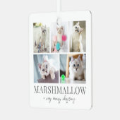 Kattenknuffelfoto Miauwe Kerstmis Metalen Ornament (Voorkant links)