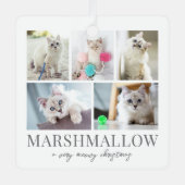 Kattenknuffelfoto Miauwe Kerstmis Metalen Ornament (Voorkant)