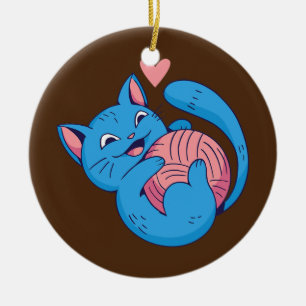 Kattenknuffels, kogelbreibeurt, snijwerk keramisch ornament