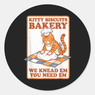 Kattenkoekjes bakkerij grappige kat kneedt deeg me ronde sticker