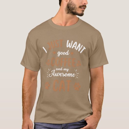 Kattenkoffie Kat Cafe grappig T-shirt (Voorkant)