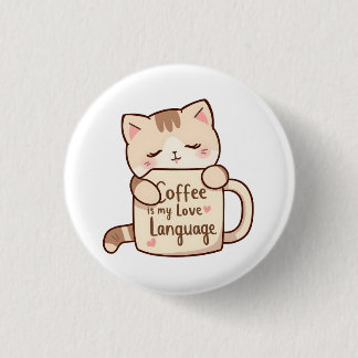 Kattenkoffie Liefdestaal Ronde Button 3,2 Cm