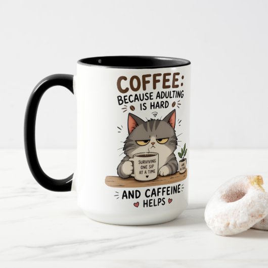 Kattenkoffie mok (Met donut)