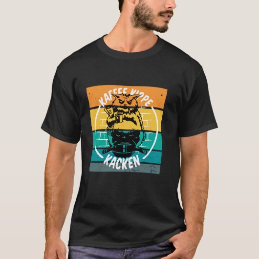 Kattenkoffie sigaret ochtendroutine humor krant t-shirt (Voorkant)