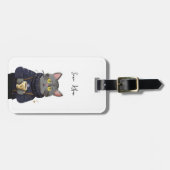 Kattenkoffie/thee in Waterverf Sweater Bagagelabel (Voorkant horizontaal)