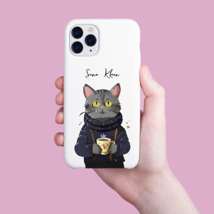 Kattenkoffie/thee in Waterverf Sweater iPhone 15 Case
