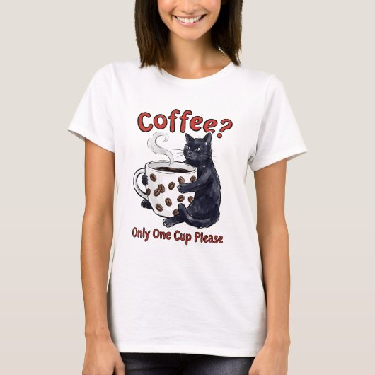 Kattenkoffieliefhebber sarcasme t-shirt (Voorkant)