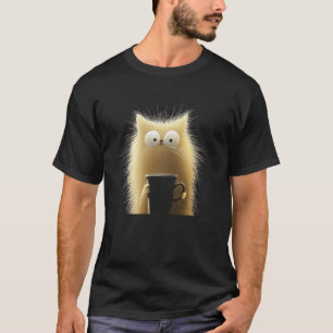 Kattenkoffieliefhebber Schattige Pluizige Kat Ocht T-shirt
