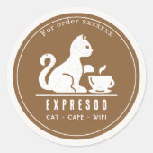 Kattenkoffiezaak Gepersonaliseerd imago Ronde Sticker (Voorkant)