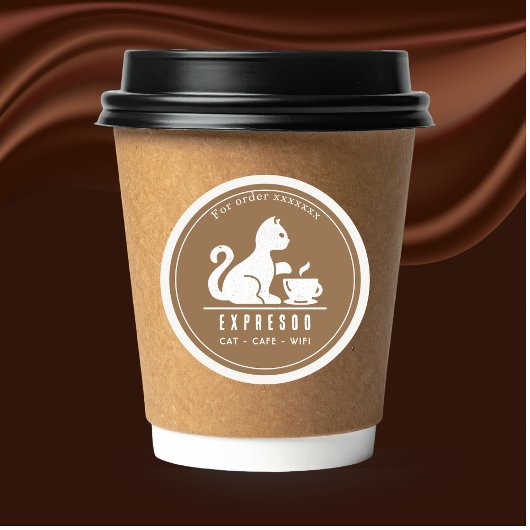 Kattenkoffiezaak Gepersonaliseerd imago Ronde Sticker