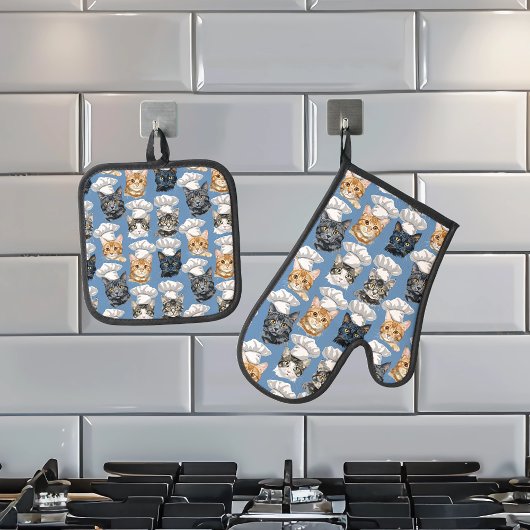 Kattenkoks Kookt Schattige Patroon Ovenwant & Pannenlap Set