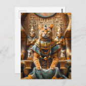 Kattenkoning op de troon van de farao briefkaart (Voorkant / Achterkant)