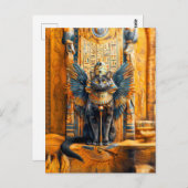 Kattenkoning op de troon van de farao briefkaart (Voorkant / Achterkant)