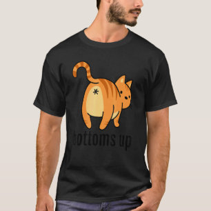 Kattenkont Ondersteboven Pun Oranje Gestreepte Kat T-shirt