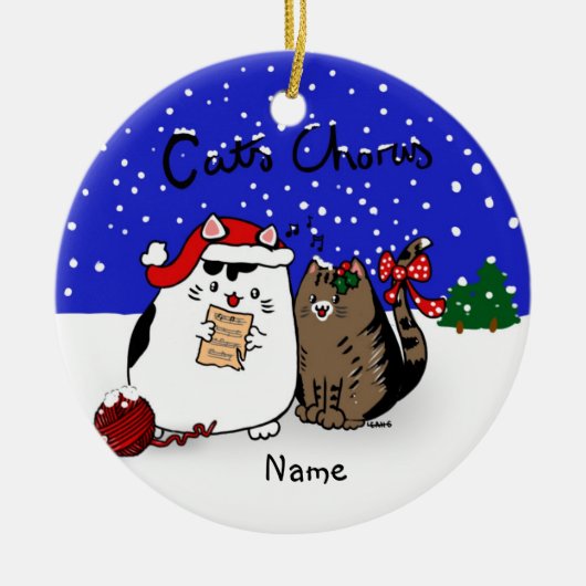 Kattenkoor - leuk katten kerstchoir gepersonalisee keramisch ornament (Voorkant)