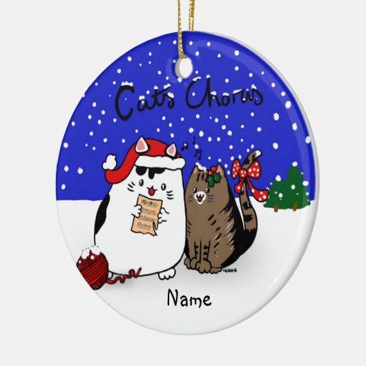 Kattenkoor - leuk katten kerstchoir gepersonalisee keramisch ornament (Links)