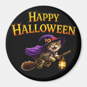 Kattenkop Happy Halloween-magneet Magneet (Voorkant)
