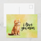 Kattenkop Ik hou van je Moeder  Briefkaart (Voorkant / Achterkant)