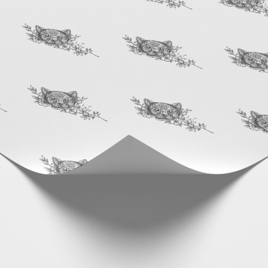 Kattenkop Jasmine Tattoo Cadeaupapier (Hoek)