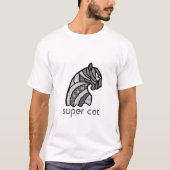 Kattenkop met Boho Ornamenten zwart-wit T-shirt (Voorkant)