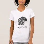 Kattenkop met Boho Ornamenten zwart-wit T-shirt (Voorkant)