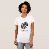 Kattenkop met Boho Ornamenten zwart-wit T-shirt (Voorkant volledig)