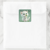 Kattenkop met klavertje sticker (Tas)