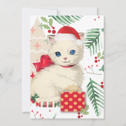 Kattenkopie kerstkaart vintage (Voorkant)