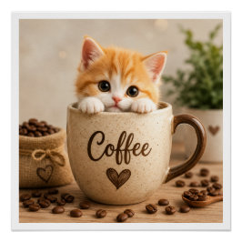 Kattenkopje in Koffiekopje Charme Perfect Poster