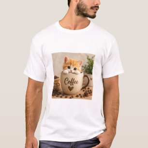 Kattenkopje in Koffiekopje Charme T-shirt