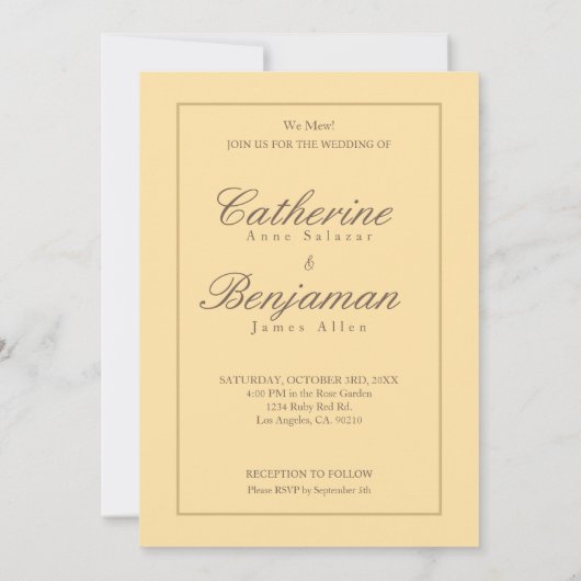 Kattenkoppel Gele Trouwdag Kaart (Achterkant)