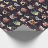 Kattenkoppen in het Buitenruimte Funny Galaxy Patt Cadeaupapier (Hoek)