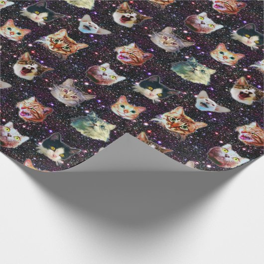 Kattenkoppen in het Buitenruimte Funny Galaxy Patt Cadeaupapier (Hoek)