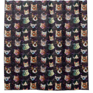 Kattenkoppen in het Buitenruimte Funny Galaxy Patt Douchegordijn