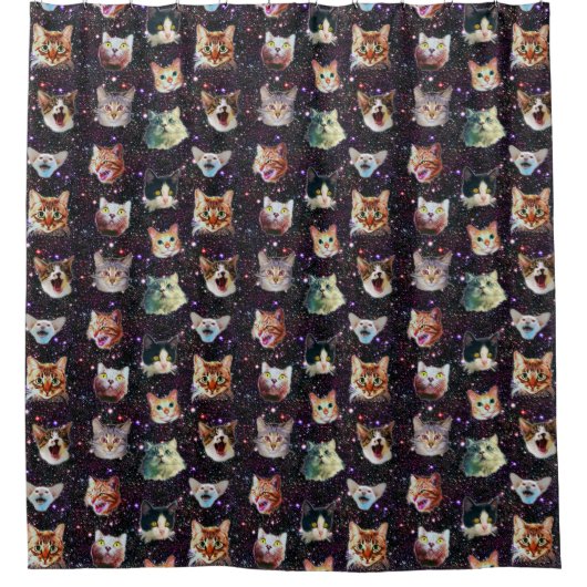 Kattenkoppen in het Buitenruimte Funny Galaxy Patt Douchegordijn (Voorkant)