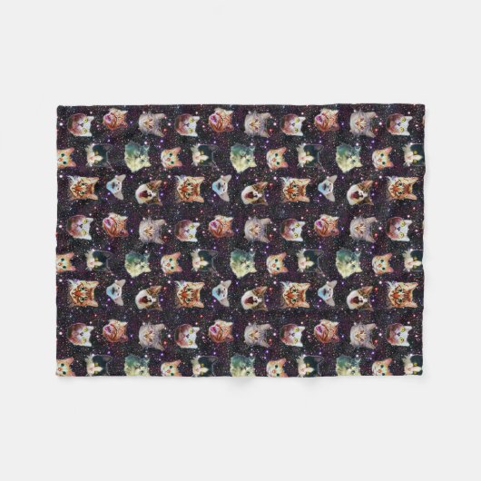 Kattenkoppen in het Buitenruimte Funny Galaxy Patt Fleece Deken (Voorkant (Horizontaal))
