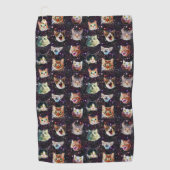 Kattenkoppen in het Buitenruimte Funny Galaxy Patt Golfhanddoek (Voorkant)
