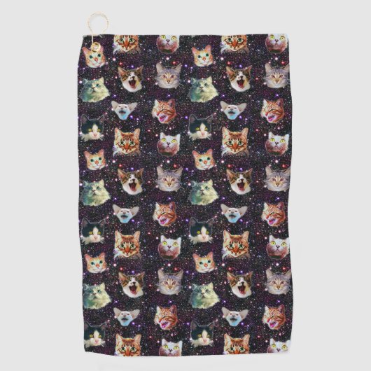 Kattenkoppen in het Buitenruimte Funny Galaxy Patt Golfhanddoek (Voorkant)