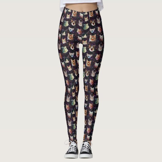Kattenkoppen in het Buitenruimte Funny Galaxy Patt Leggings (Voorkant)
