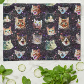 Kattenkoppen in het Buitenruimte Funny Galaxy Patt Theedoek (Gevouwen)